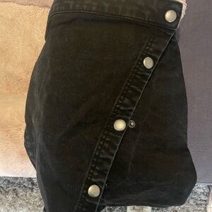 Free People Black Mini Skirt with Button Detail